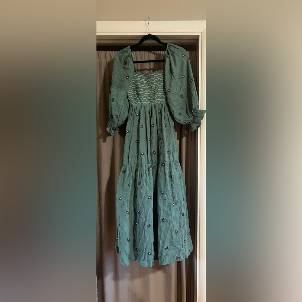 Pink Lily - Teal Flower Maxi/Midi Dress
